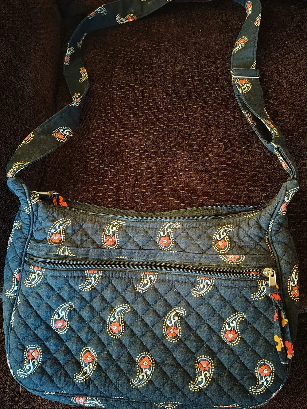 Quilted Paisley Crossbody Bag in Dark Teal